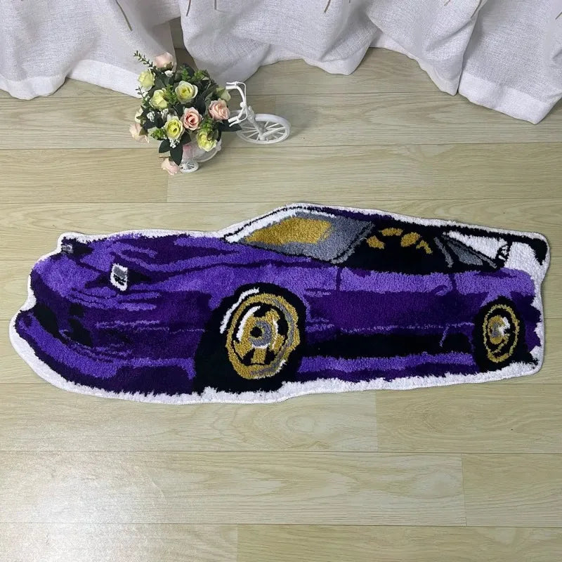 Fashion Racing Car Rugs Soft Tufting Sports Car Carpet Living Room Bedroom Home Decor Non-slip Floor Mat Bedside Pad Dropship