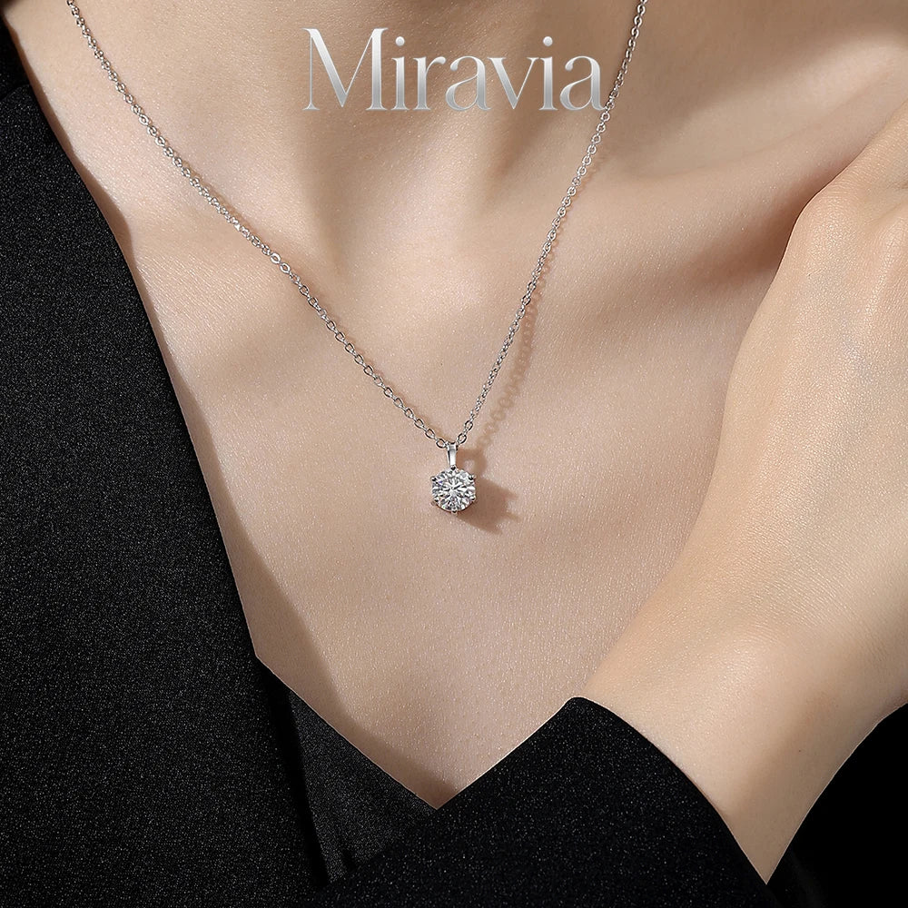 1ct 2ct VVS1 D ColorMoissanite Necklace For Women 925 Sterling Silver Sparkling with Certificate Pendant Wedding Party Jewelry
