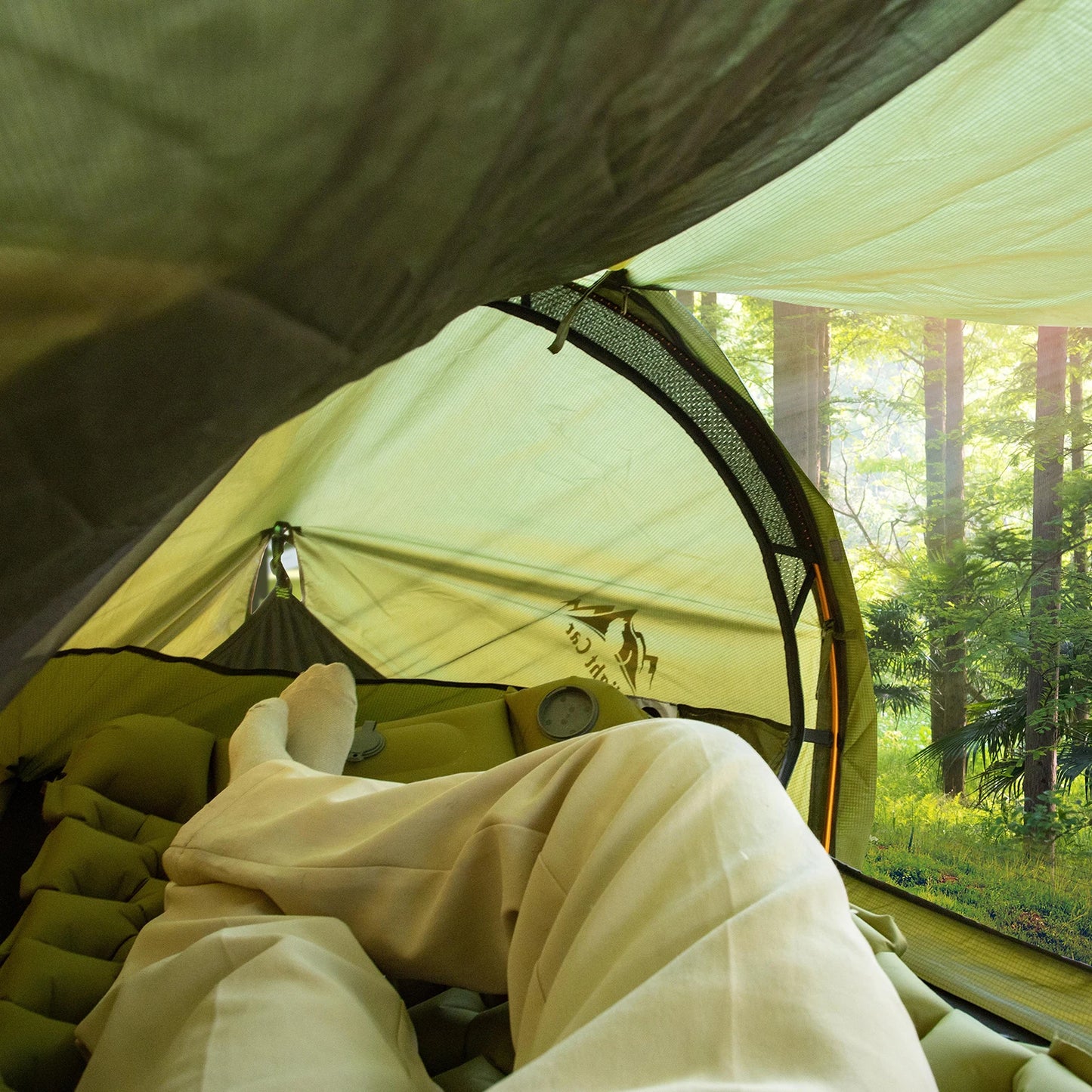 Night Cat Lay Flat Hammock: Flat Bottom with Mosquito Net Waterproof Rainfly for 1 Person Camping Hiking in Garden Backyard Wild
