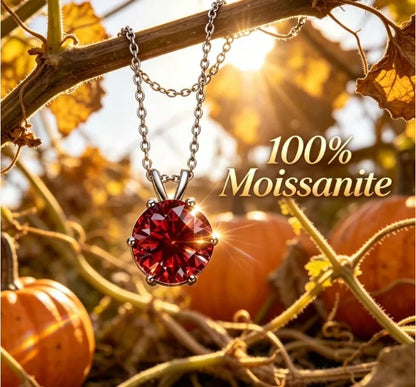 Maple leaf red moissanite necklace,simple and luxurious, classic six claw pendant,collarbone chain accessory,hot selling product