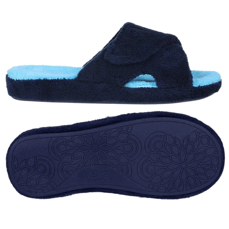 Smile Popcorn Women Adjustable Cross Strap Slippers Soft Fleece Two-tone Open Toe Non Slip Cozy Memory Foam Indoor House Slides