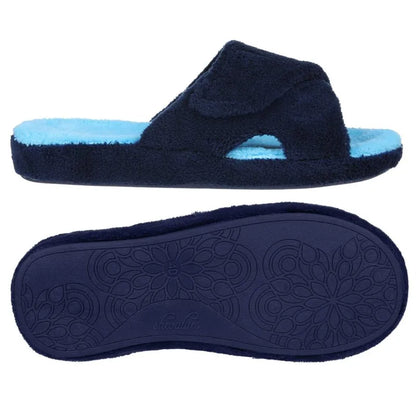 Smile Popcorn Women Adjustable Cross Strap Slippers Soft Fleece Two-tone Open Toe Non Slip Cozy Memory Foam Indoor House Slides