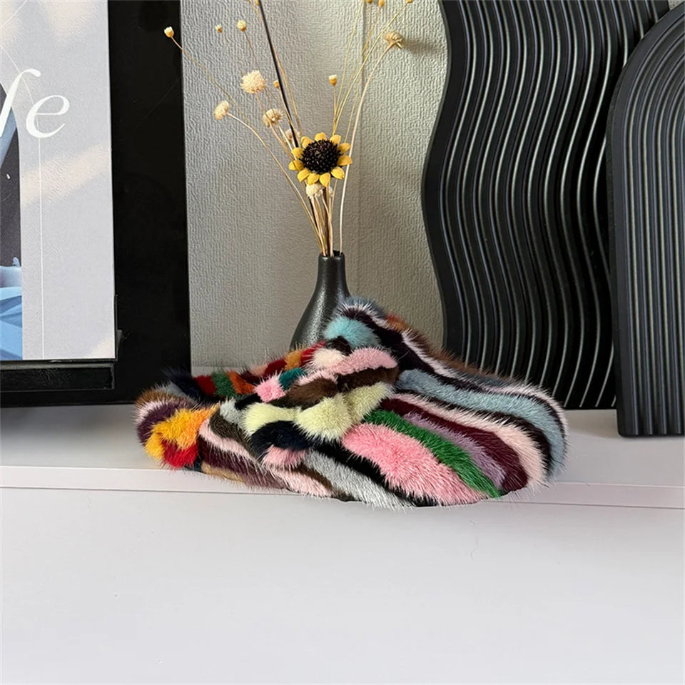 Slippers Shoes for Women 2026 Flat Real Fur Mink Slippers Soft Indoor Women's Slippers Flip Flops Woman Luxury Designer Shoes