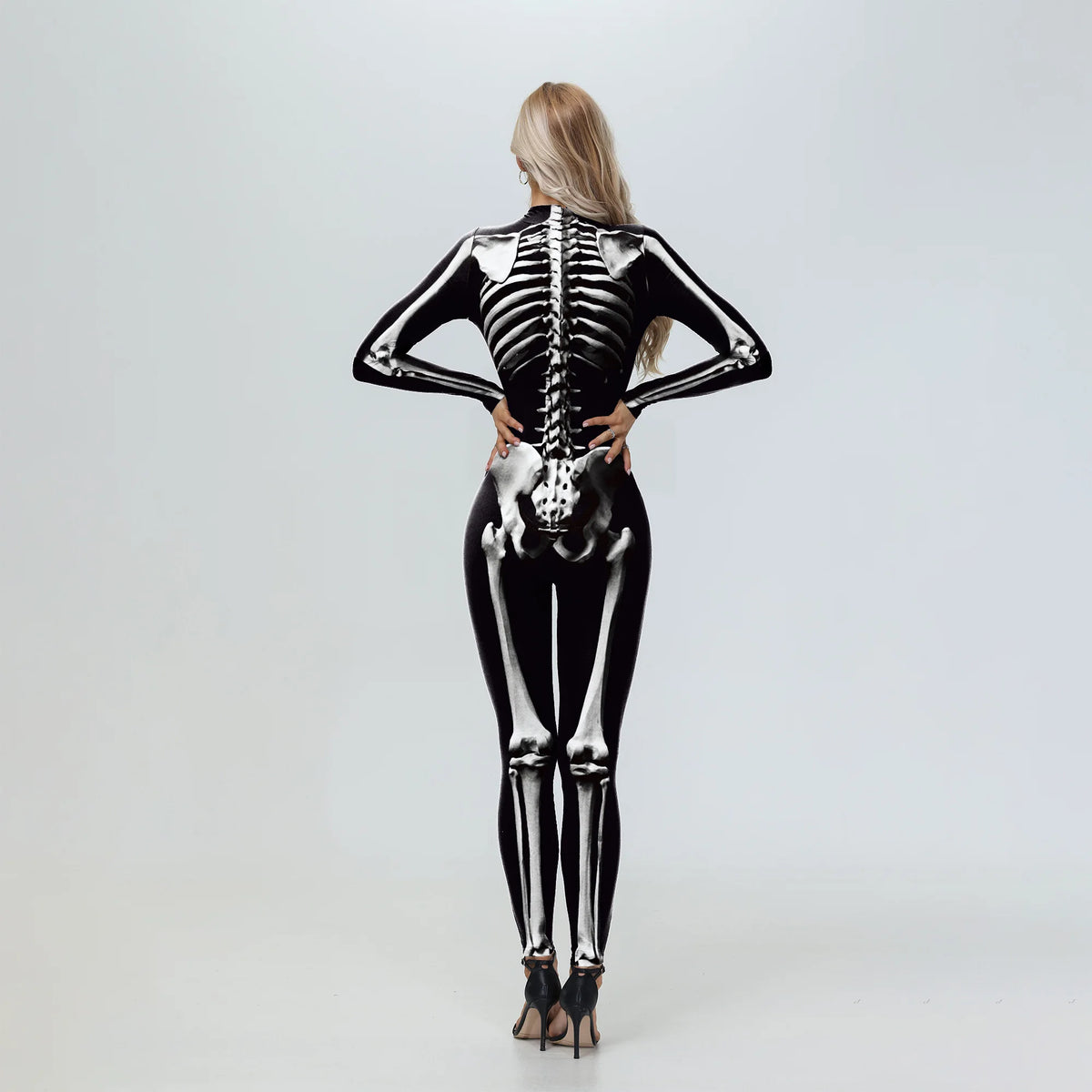 [You're My Secret] Halloween Cosplay Skeleton Zombie Scary Bodysuit 3D Digital Human Skull Printed Zentai Suits Couple Jumpsuits