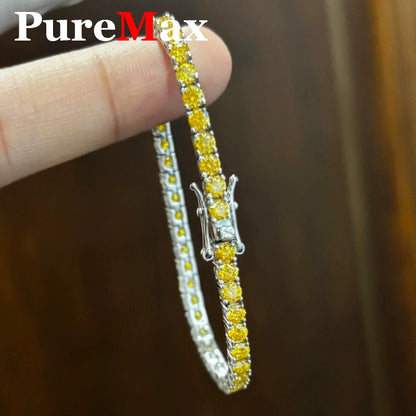 Gold Yellow Green Blue Pink Certified Moissanite 3 4 5 6.5MM Tennis Chain For Women Man 925 Sterling Silver Moissanite Bracelet