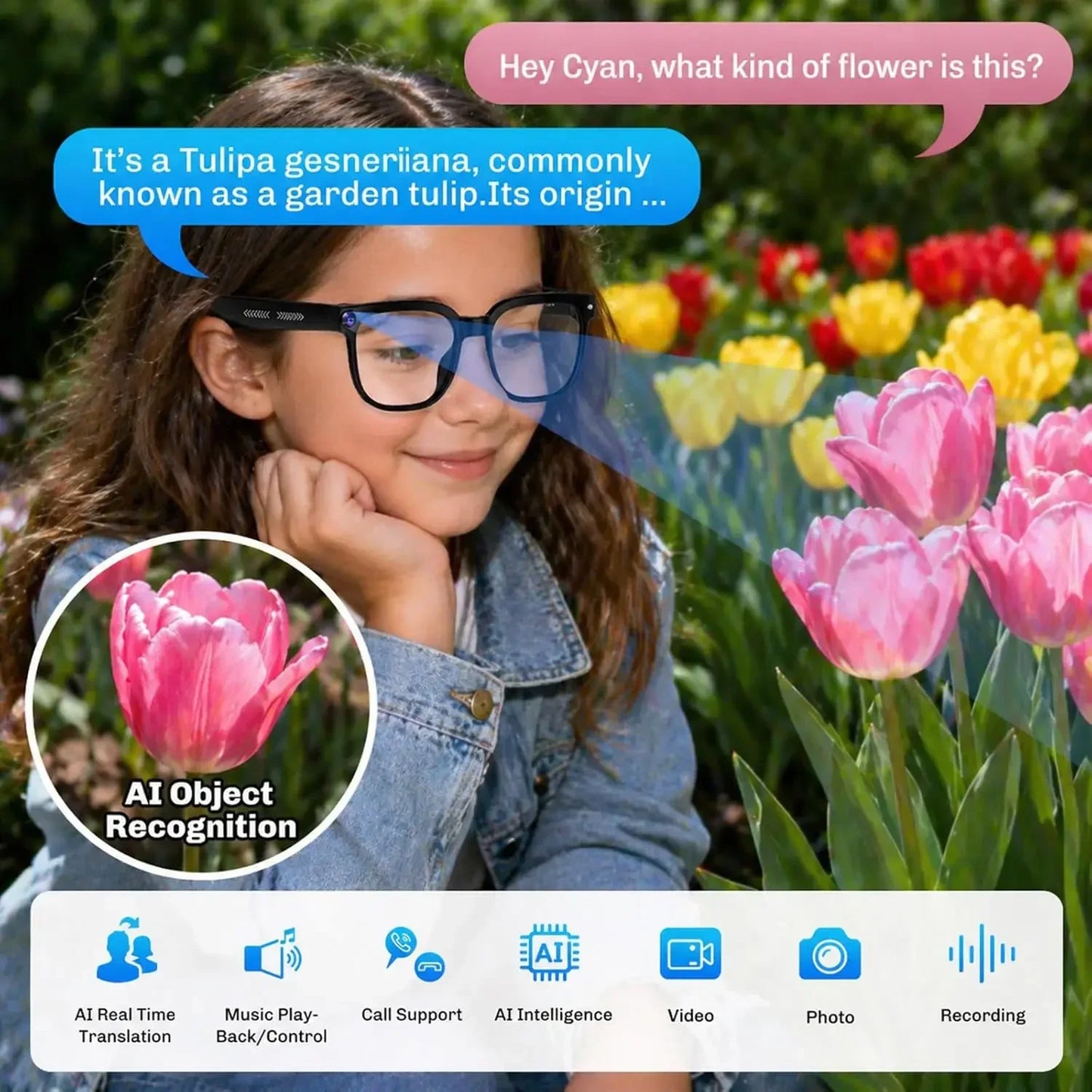 2026 New Smart AI Glasses  800W Pixels 4K HD camera  for ChatGPT Bluetooth Call Voice Assistant Smart Glasses