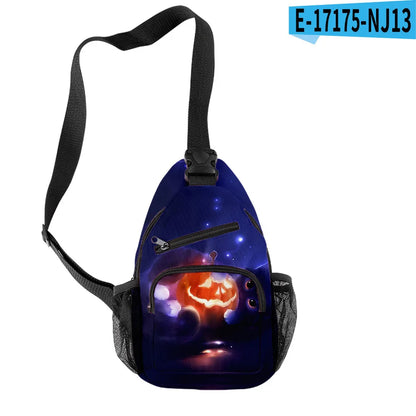 Fashion Youthful Halloween Skeleton Boys/Girls 3D Printed Chest Bags Oxford Waterproof Sports Crossbody Travel Bag Shoulder Bags