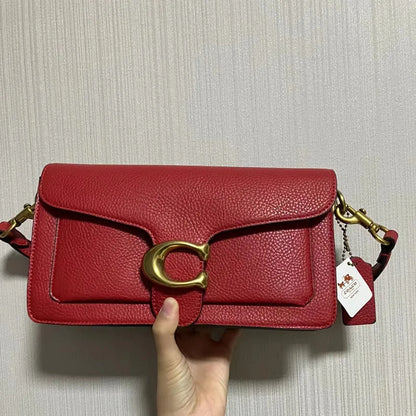 Luxury C Buckle Tabby Shoulder Bag Women Vintage Print Leather Underarm Bag 2 Removable Straps Crossbody Small Square Handbag La