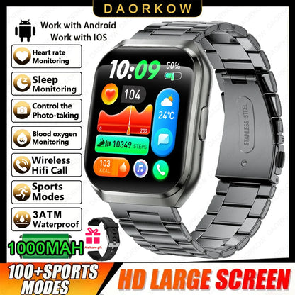 New Smart Watch Man 1000mAh Long Standby Outdoor Smartwatch Men IP68 Waterproof Heart Rate Sport BT Call Big Battery Smart Watch