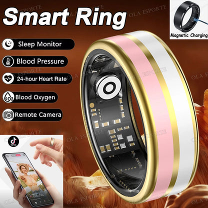 2026 Smart Ring Blood Oxygen Heart Rate Sleep Monitoring Smart Ring IP68 & 5ATM Waterproof Multi-sport Modes Smartring Man Women