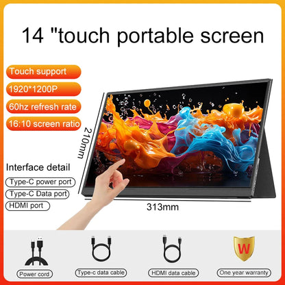 14 Inch Portable Monitor 2.2K for Laptop, Xbox, PS4/5, Switch, TV Box, Cell Phone, PC Extension Monitor for Office and Gaming