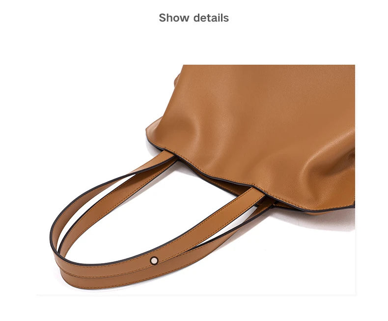 100% Genuine Leather Extra Large Shoulder Bags Women Handbag Bucket Bag Fashion Luxury Designer String Tote Tassel Clutch Bolsas
