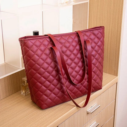 Large Capacity Tote Bag Casual Zipper PU Ladies Handbags Mommy Bag Women