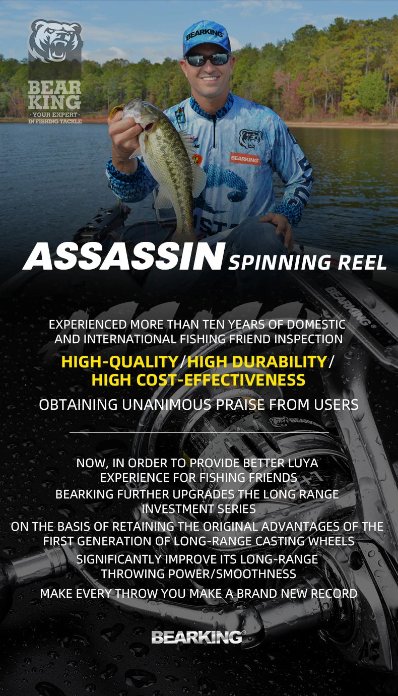 BEARKING brand New arrival Saltwater Fishing Reel Spinning 1000-6000 9+1BB 5.2:1 Max Drag 10-20KG Water-Proof Reels