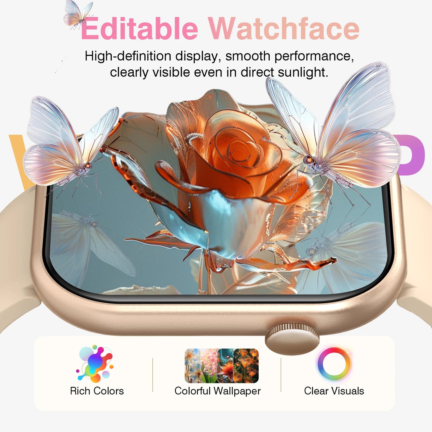 Unisex Multifunctional Smart Watch - 2.01" HD Screen, Wireless Call, Camera Control, Music Adjustment, Sports Functions, Custom