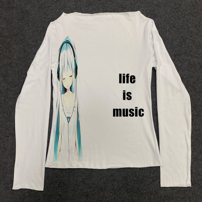 Star Girl Y2k Clothes Women Harajuku Aesthetic Clothing Long Sleeve Women's Cropped 2000s Tops Graphic T Shirts Woman T-shirts