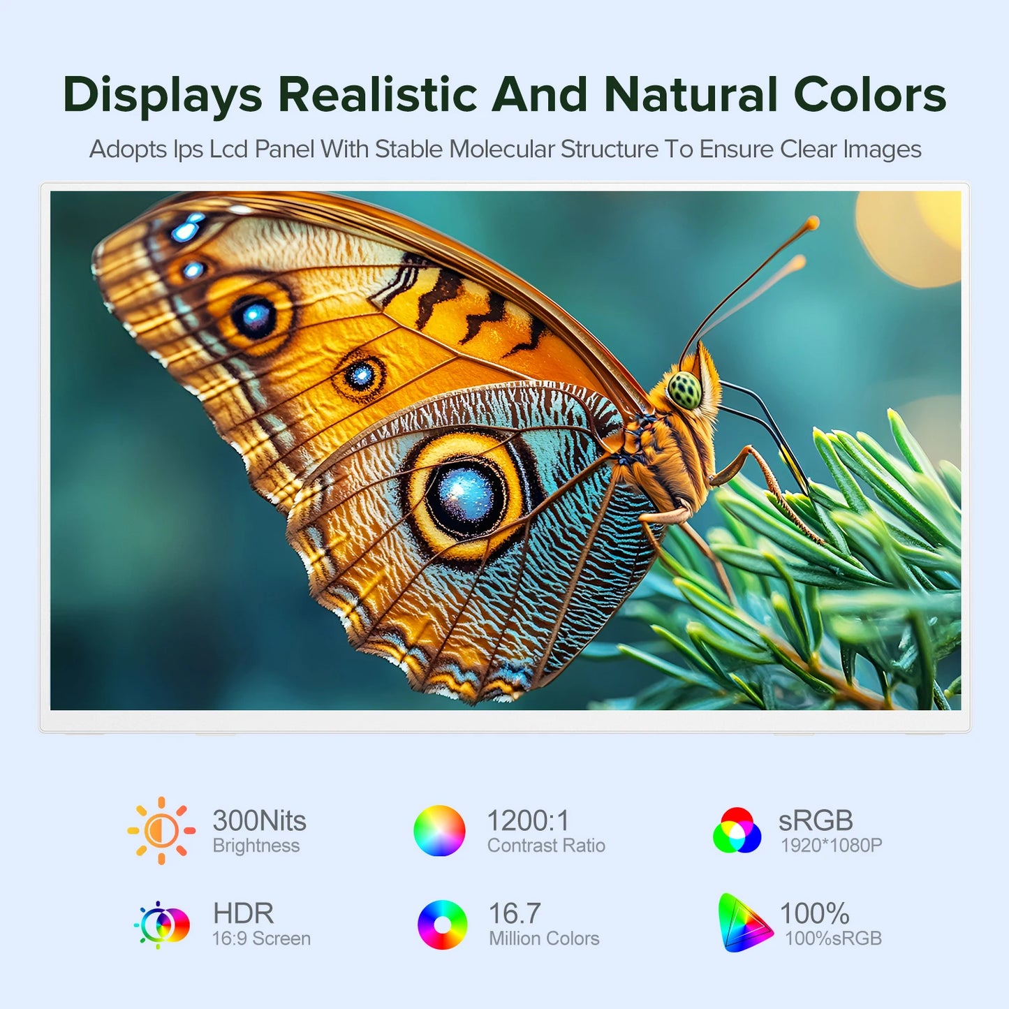 UPERFECT 15.6inch 60Hz 1920*1080 Portable Monitor 60Hz Back Stand For Laptop XBox PS4 / 5 Switch TV Box Cell Phone PC Mac iPhone