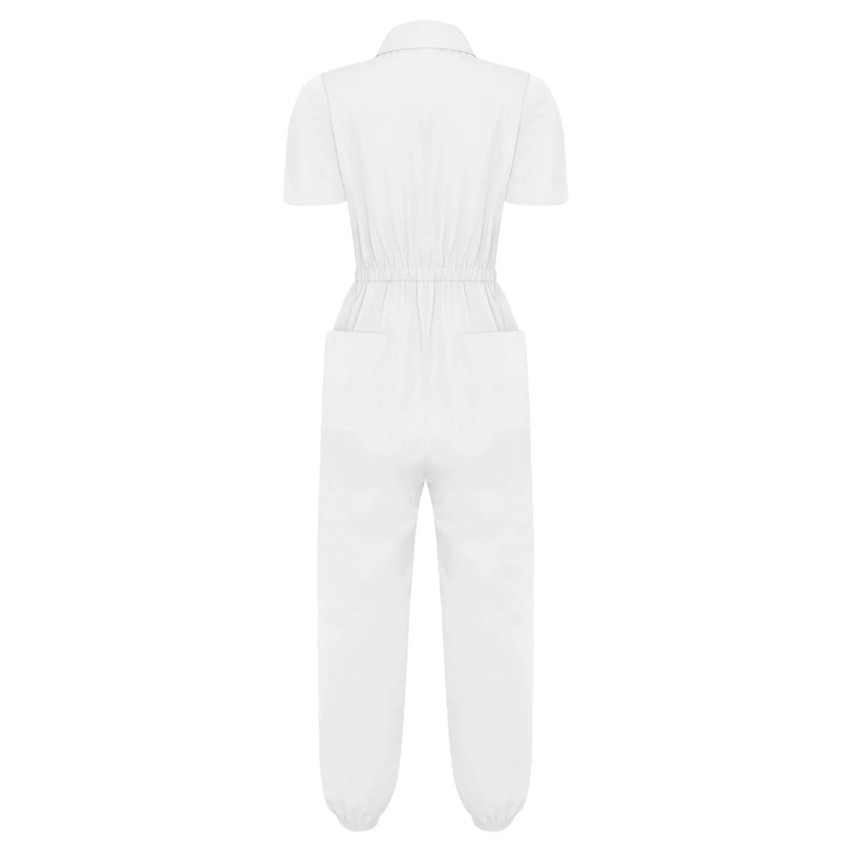 Womens Scrubs Jumpsuit Soft Stretch Medical Scrub Set with Pockets Front Zipper Elastic Waist Jogger Pants Nurse Doctor Workwear