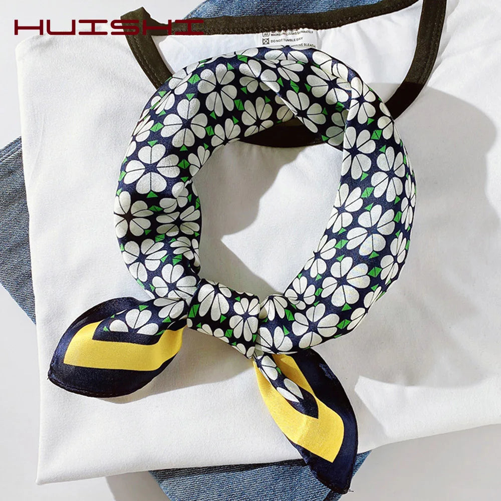 Silk Scarf For Bag Lady Neck Tie 100% Silk Scarf Luxury Brand Print Flower Stripe Plaid Dot Bandana Hair Tie Handkerchief Gifts