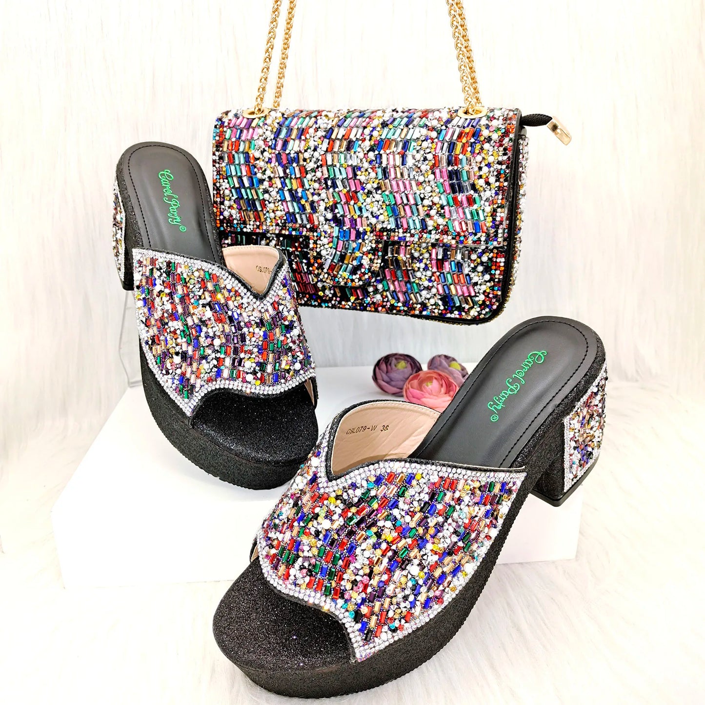 Nigeria Distinguished Green And Elegant Women's Designer High Heels And Bag Set, Fashionable Fishmouth Shoes In Nigerian Style