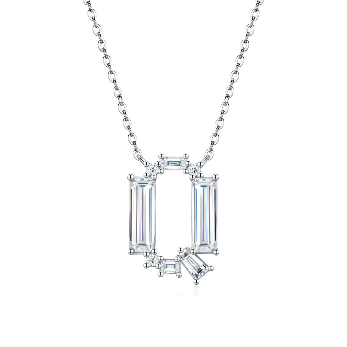 PureNew 26 Letter A-Z 4x12mm Moissanite Necklace For Women S925 Silver D Color 18k Plated Sparking Women's Moissanite Chain