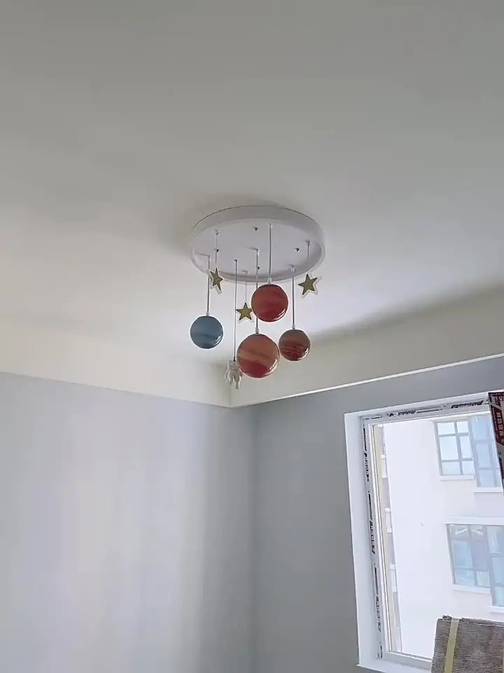 Children's Room Lamp Nordic Modern Pendant Lights Kids LED Ceiling Chandelier Living Room Bedroom Astronaut Hanging Home Decor