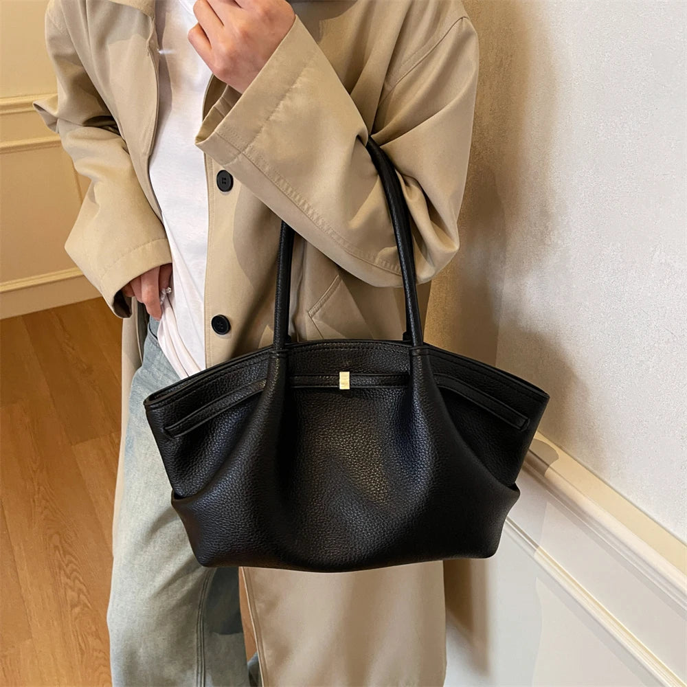 2026 New Lychee Pattern Underarm Shoulder Bags For Women Soft PU Leather Large Capacity Mini Tote Bag Luxury Designer Handbags