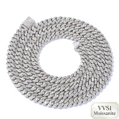 Nuoya 6MM Single Row Moissanite Cuban Necklace Luxury Hip Hop GRA Certified Cuban Chain for Men Women Fine Jewelry