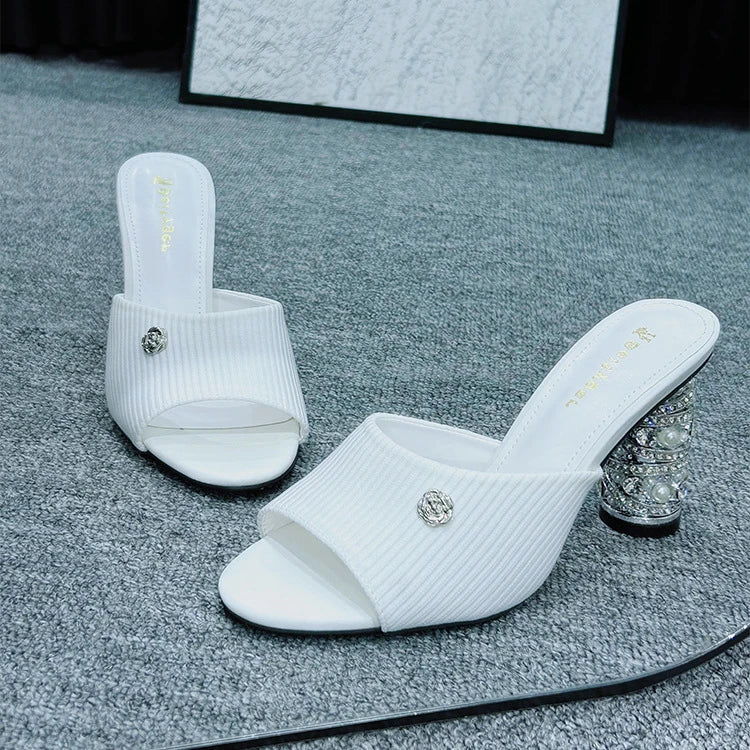 Elegant French High Heeled Sandals Summer New Women's Shoes Luxury Banquet Wedding Designer Sandalias Mujer