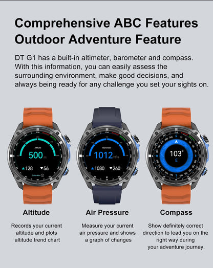 2025 New Tactical Smartwatch Built-in GPS Offline Map 4GB Memory 5ATM IP69K Swimming Waterproof Men Militray Smart Bracele