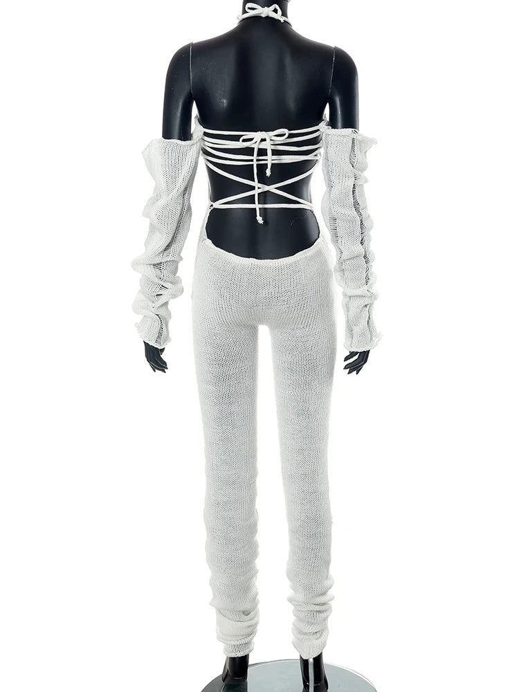 Sisterlinda Fashion Trend Y2K Jumpsuits Women Patchwork Sleeve Bandage Stretch Hipster One Piece Overalls Female Streetwear 2023