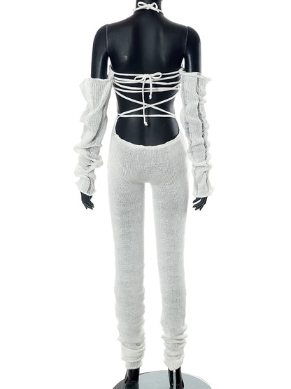 Sisterlinda Fashion Trend Y2K Jumpsuits Women Patchwork Sleeve Bandage Stretch Hipster One Piece Overalls Female Streetwear 2023