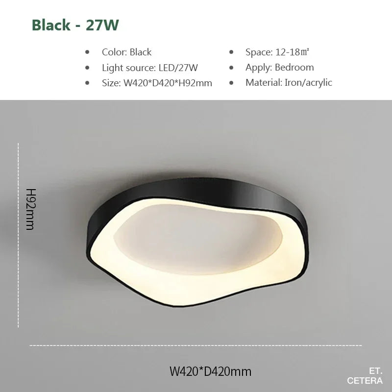 Modern LED Ceiling Lights Minimalist Black White Acrylic Lamp for Bedroom Study Living Room Hallway Entryway Lighting Fixtures