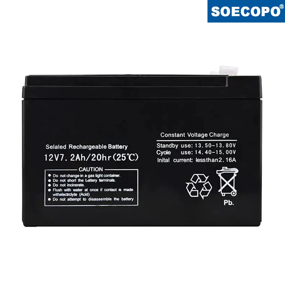 12V 7.2AH Maintenance Free Lead Acid Battery Solar Storage For RV Camping Emergency Power Home Backup