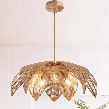 Nordic American Retro Rattan Chandelier Home Decor Living Dining Room Pendant Lights Bedroom B&B Restaurant Hanging Lamp Fixture
