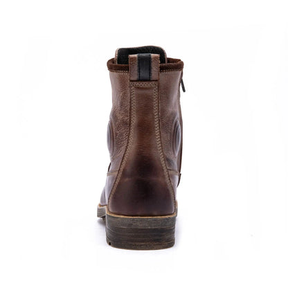 Men's Motorcycle Boots Retro Leather Lace Up Side Zipper Water Resistant Rubber Sole Casual Riding Ankle Boots for Street Travel