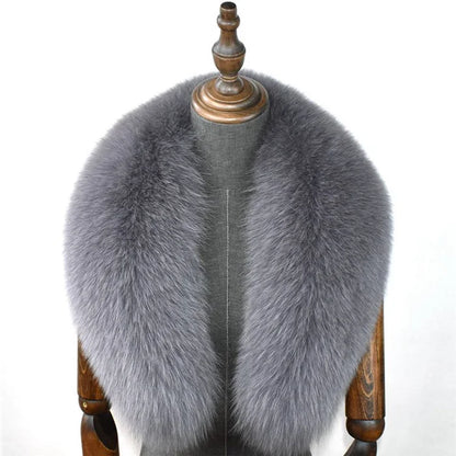 Fox Fur Collar 100% Real Fox Fur Scarf Winter Women Natural Fur Gray Collar Large Size Neck Warmer Fur Scarf Shawls