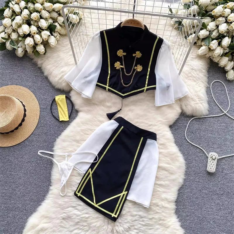 Cute Sweet Trend Cartoon Printed Jumpsuit Half High Collar Sleeveless Slim Fit Lingerie Bodycon Bodysuit Rompers Pajama Catsuits