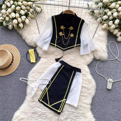 Cute Sweet Trend Cartoon Printed Jumpsuit Half High Collar Sleeveless Slim Fit Lingerie Bodycon Bodysuit Rompers Pajama Catsuits