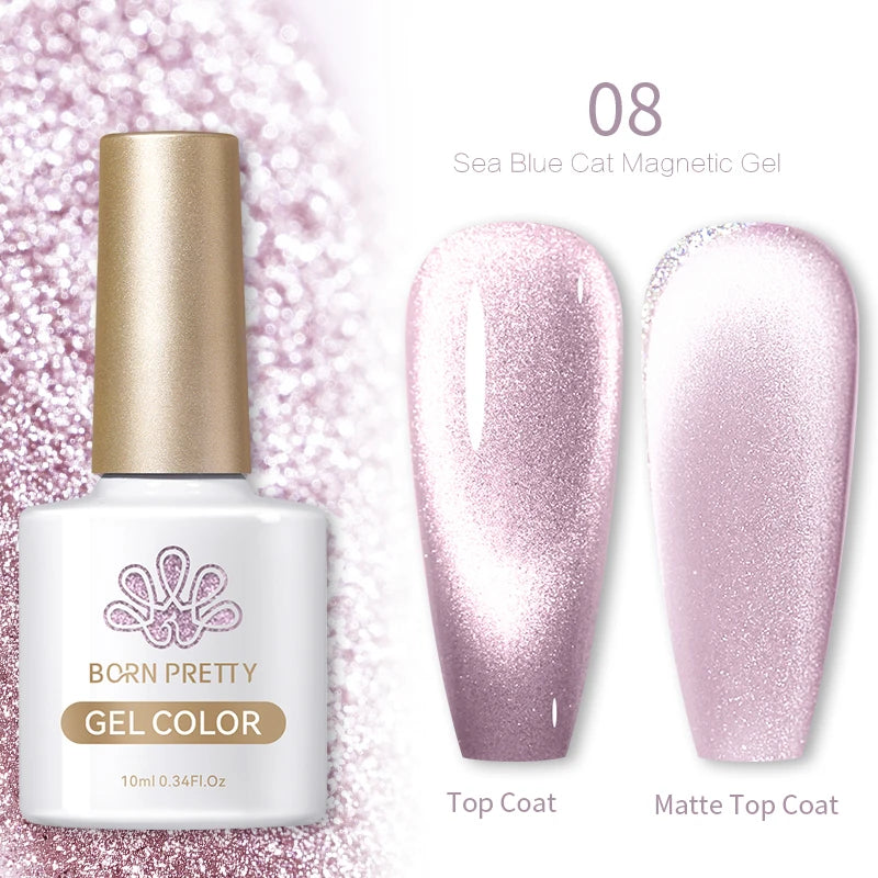 BORN PRETTY 10ml Cat Magnetic Gel Nail Polish Moonlight Glass Bead Water Light Crystal Soak Off UV Varnish For DIY Nail Art