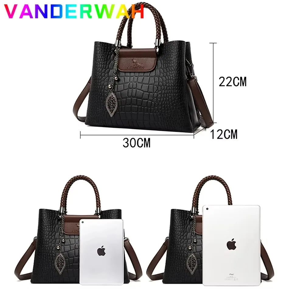 Genuine Soft Pu Leather Handbags for Women Vintage Shoulder Tote Bag Luxury Designer Ladies Large Capacity Purse Bags Sac A Main
