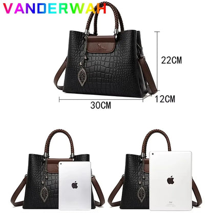 Genuine Soft Pu Leather Handbags for Women Vintage Shoulder Tote Bag Luxury Designer Ladies Large Capacity Purse Bags Sac A Main