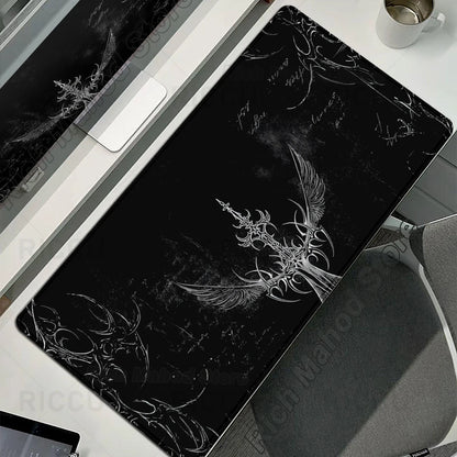 Black White Cybersigilism Deskmat Gothic Sword Art Mousepad Office Rubber Mouse Pad XXL PC Desk Accessories Gaming Keyboard Mats