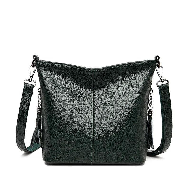 Vintage Women Genuine Leather Handbags Designer Bucket Ladies Shoulder Bags Fashion Luxury Brand Female Messenger Bag Briefcase