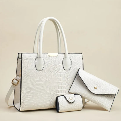 Crocodile Pattern Leather Women's Handbags Fashion Commuter Messenger Bags Large Capacity Luxury 3Piece Set Tote Shoulder Bags