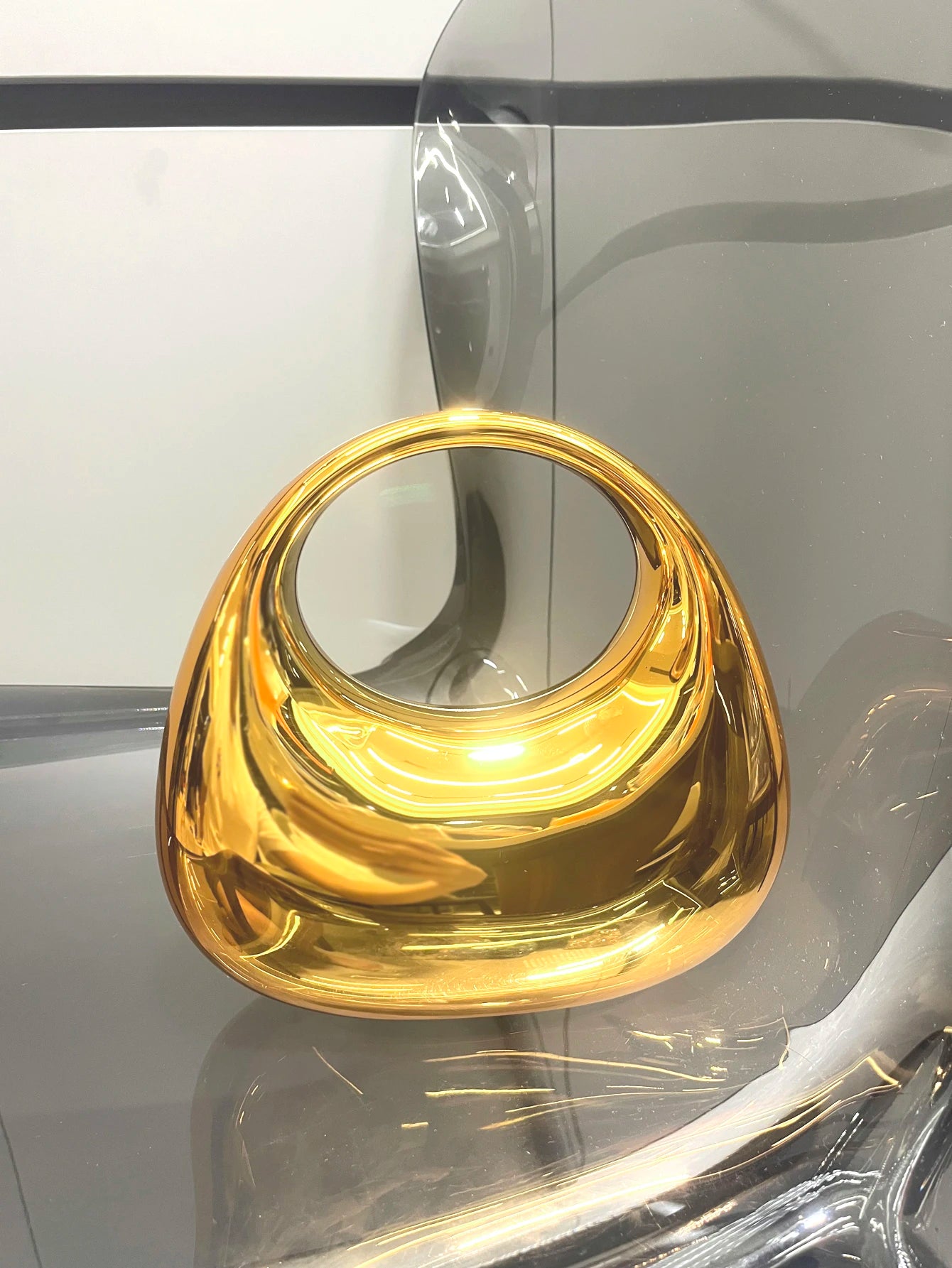 Golden Evening bag Purses and handbag luxury Designer shoulder bags moon bag Party Wedding Round Acrylic Shiny  Clutch purse