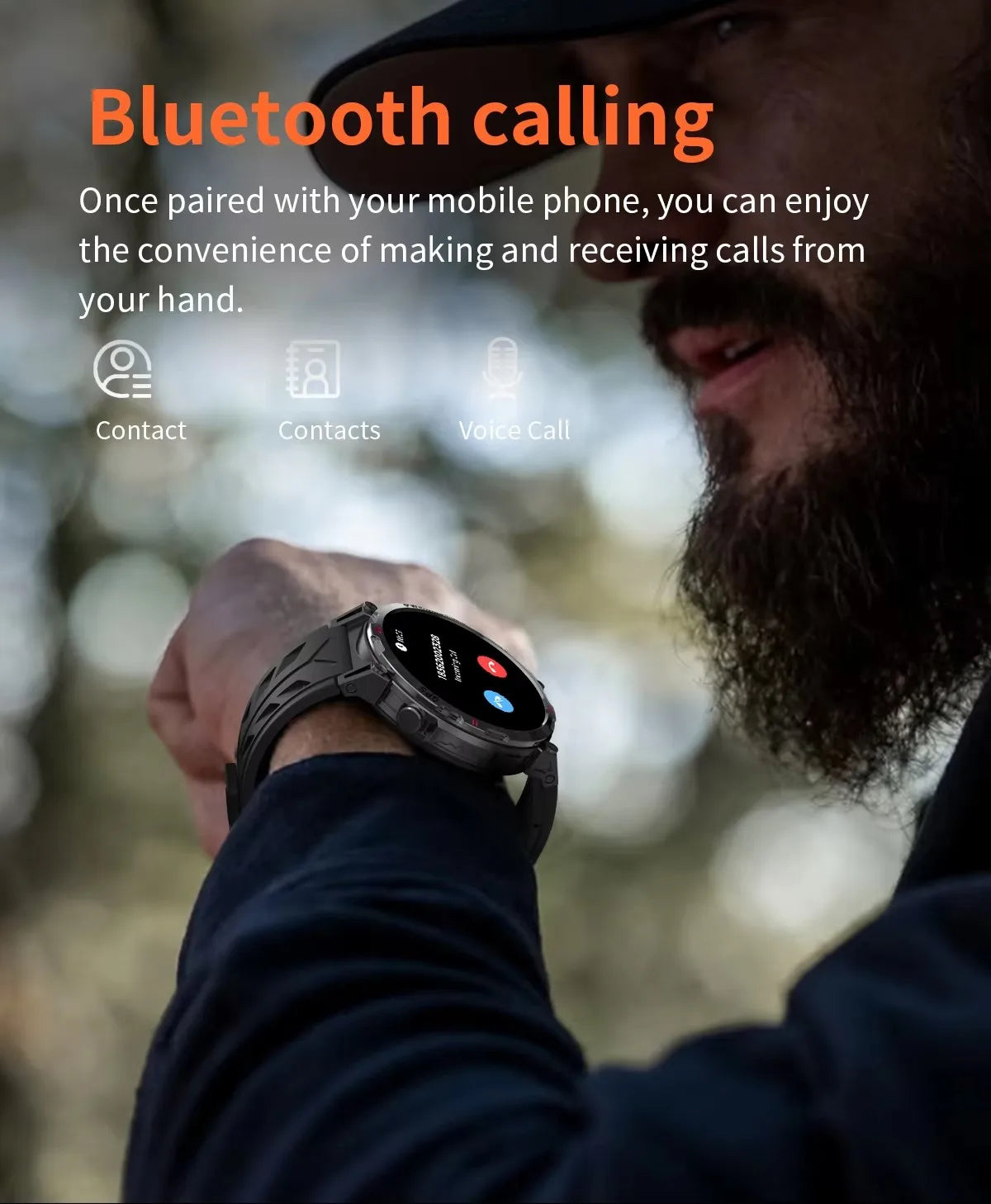 Men KC93 Smart Watch 1.56inch AMOLED GPS Positioning Outdoors Sports Fitness Tracker Bluetooth Calling Large Battery Smartwatch