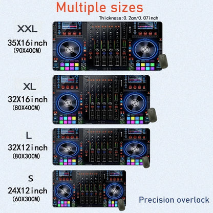 DJ Controller Mouse Pad Large Desk Accessories Desk Pad Rubber Base with Stitched Edge Mousepad Non-Slip Mousepad for Office