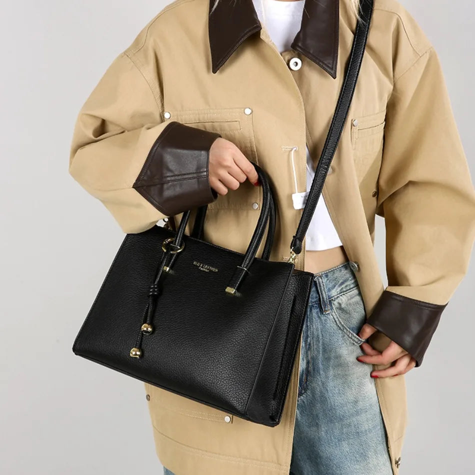 Genuine Brand Top Quality Leather Handbag Women's Tote Messenger Sac Designer Large Capacity 3 Levels Shoulder Crossbody Bags