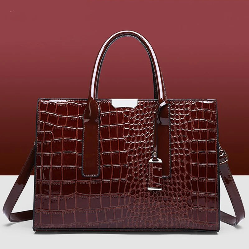 Patent Leather Women Messenger Bags Crocodile Female Crossbody Shoulder Hand Bags for Women High Quality Ladies Handbags